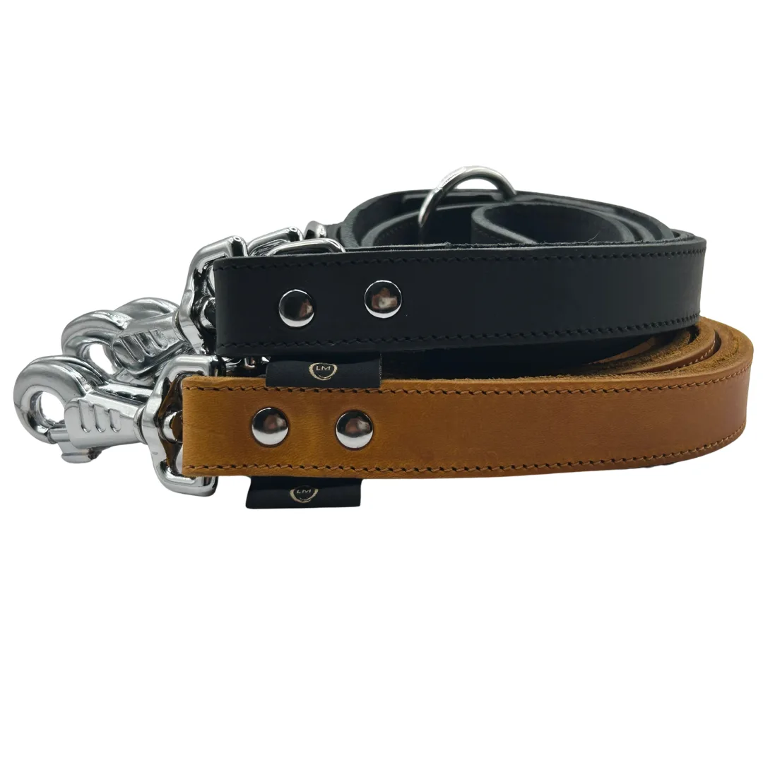 Hondenriem country leer 2 Honden lijn 20 mm x 105 cm