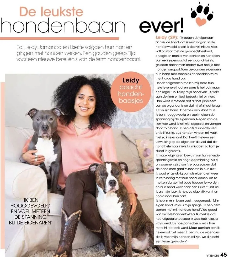 Life-coach-Leidy-zijlstra-magazine-vriendin|Life-coach-leidy-humans-and-dogs-leidy-methode-|Life-coach-leidy-magazine-vriendin-hondencoach