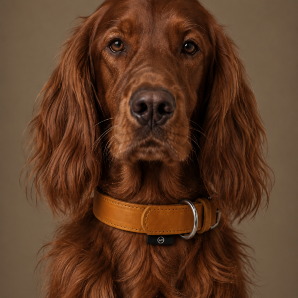 Irish Setter met leren halsband voor middelgrote honden - Leidy Methode