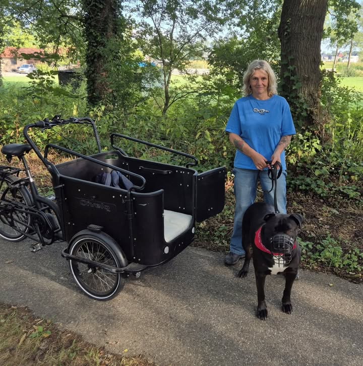 Saskia met haar American Bully XL Ozzy na begeleiding met de Leidy-methode